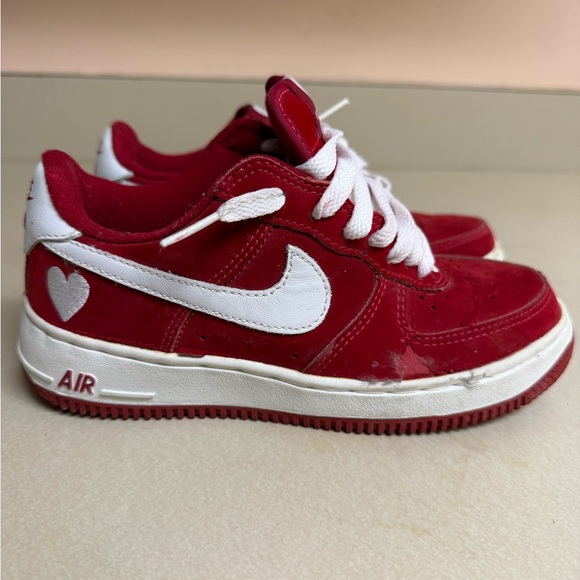 Nike Red and White Sneakers Classic Air Force 1 Design